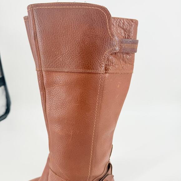 Timberland Stratham Heights Womens Brown Leather Wedge Tall Knee Boots 9 Lined - Picture 4 of 16